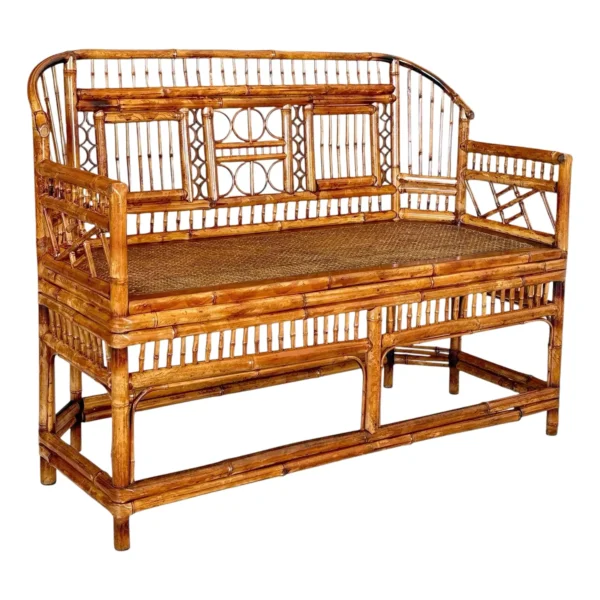 Mid-20th Century Restored Coastal Brighton Pavilion Bamboo and Cane Settee