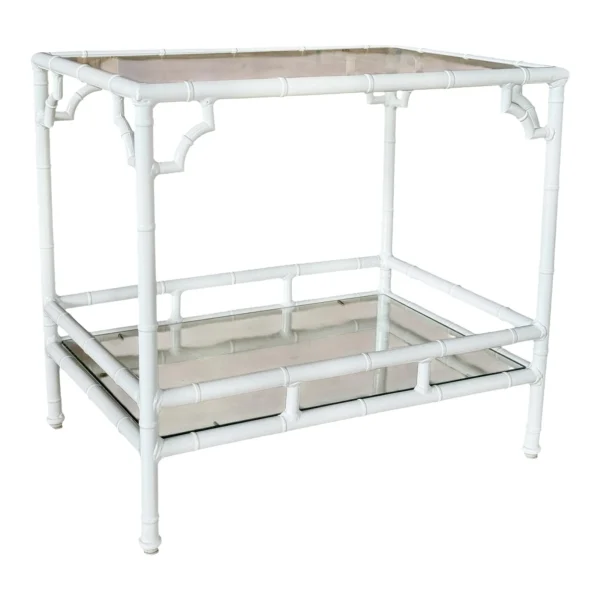 Vintage Coastal Regency Faux Bamboo Aluminum Side Table by Meadowcraft